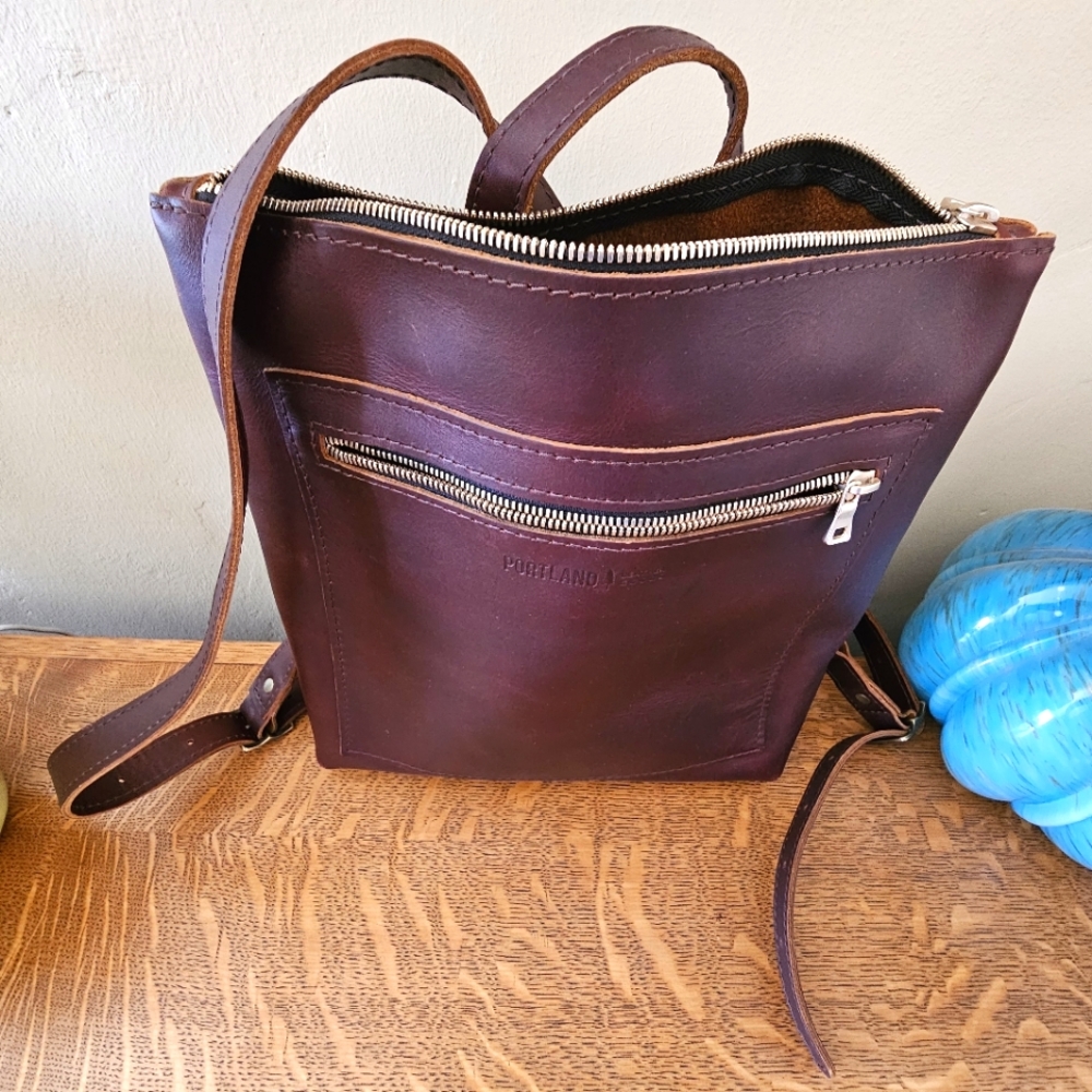 Portland Leather Goods Cognac Tote Backpack